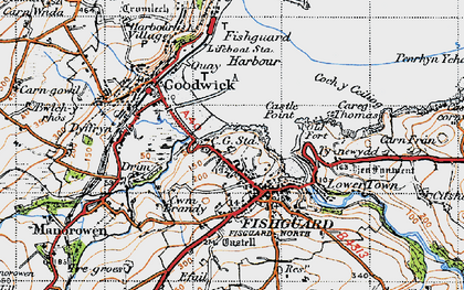 Old map of Fishguard in 1947