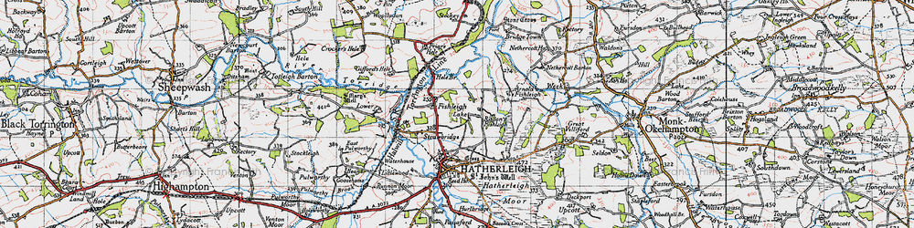 Old map of Fishleigh in 1946