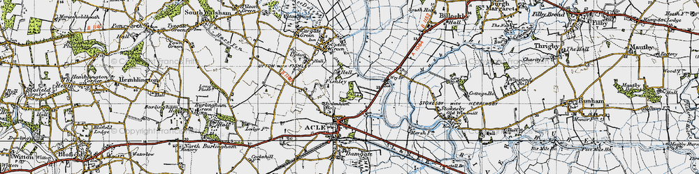 Old map of Acle Br in 1945