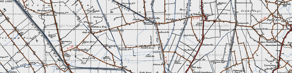 Old map of Fishtoft Drove in 1946