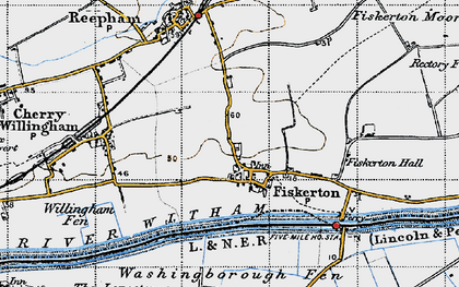 Old map of Fiskerton in 1947