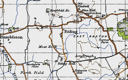 Old map of Fitling in 1947