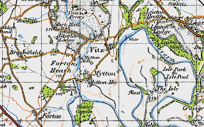 Old map of Bickley Coppice in 1947