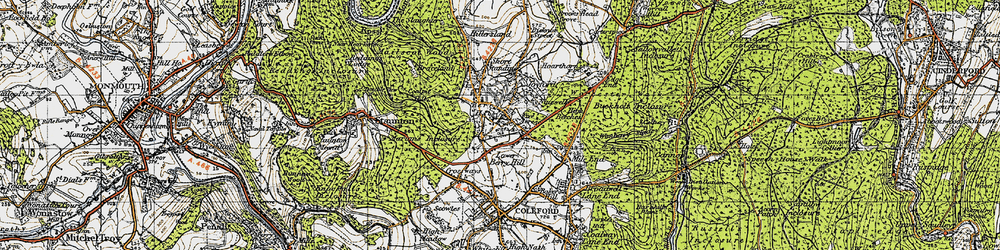 Old map of Five Acres in 1946