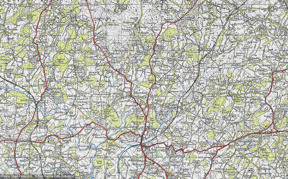 Old Map of Historic Map covering Bevingford in 1940