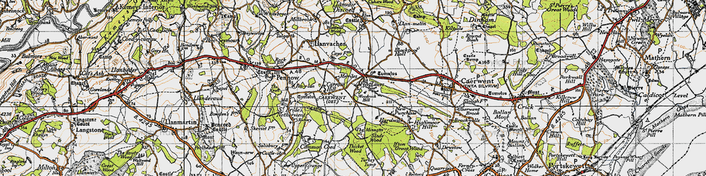 Old map of Five Lanes in 1946