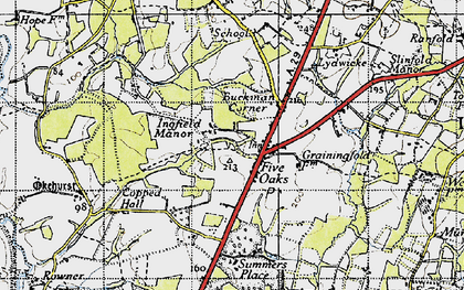 Old map of Five Oaks in 1940