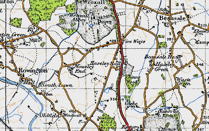 Old map of Five Ways in 1947