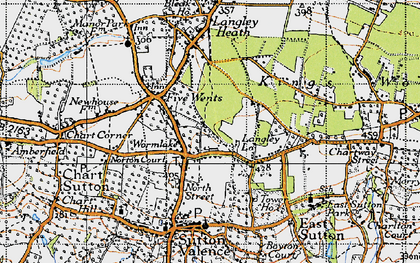 Old map of Five Wents in 1940