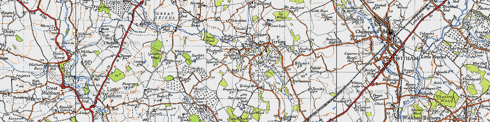 Old map of Flack's Green in 1945