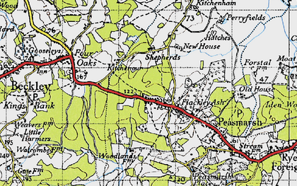 Old map of Flackley Ash in 1940