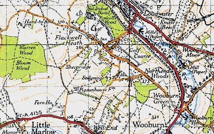Old map of Flackwell Heath in 1945