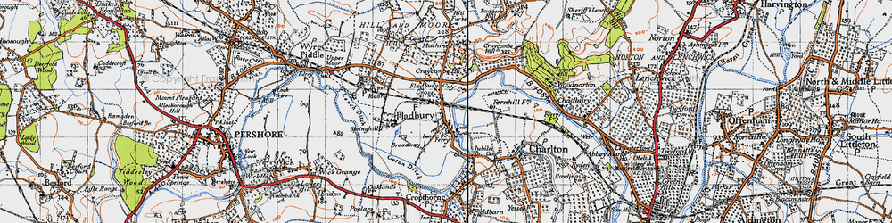 Old map of Fladbury in 1946