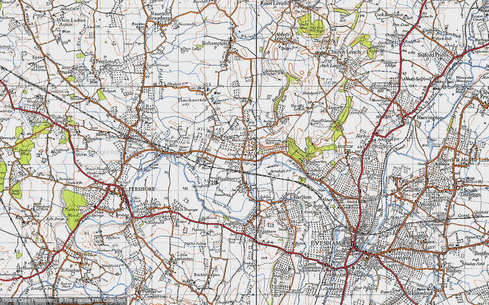 Old Map of Fladbury Cross, 1946 in 1946