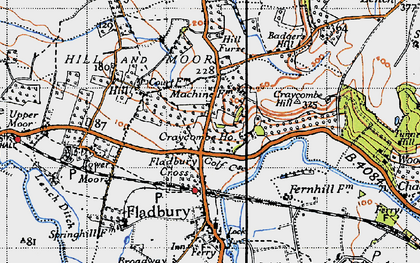 Old map of Fladbury Cross in 1946