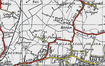 Old map of Flansham in 1945