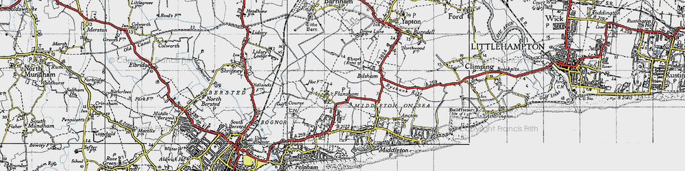 Old map of Flansham in 1945