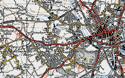 Old map of Flanshaw in 1947