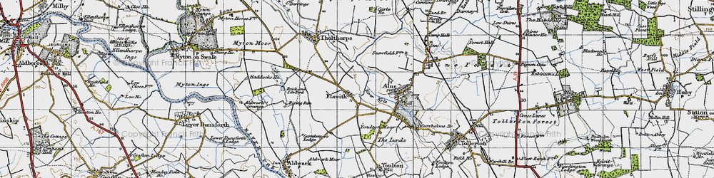 Old map of Flawith in 1947