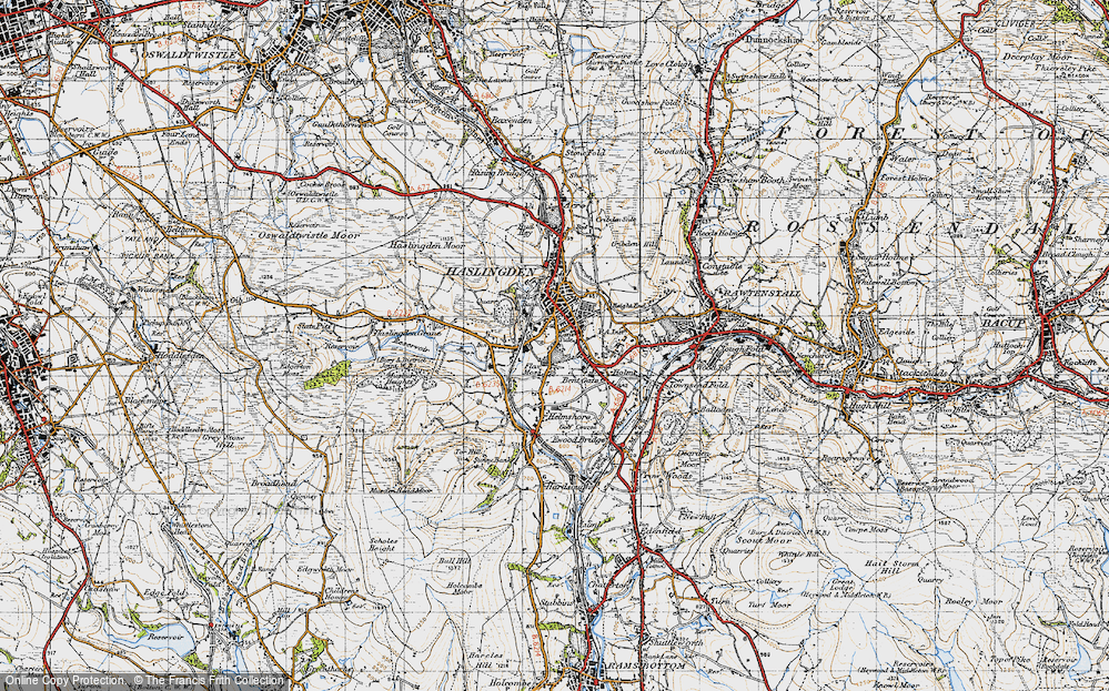 Old Map of Flax Moss, 1947 in 1947