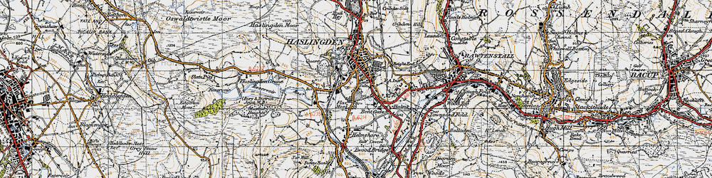 Old map of Flax Moss in 1947