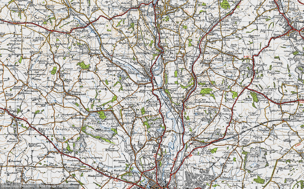 Old Map of Historic Map covering Burley Grange in 1946
