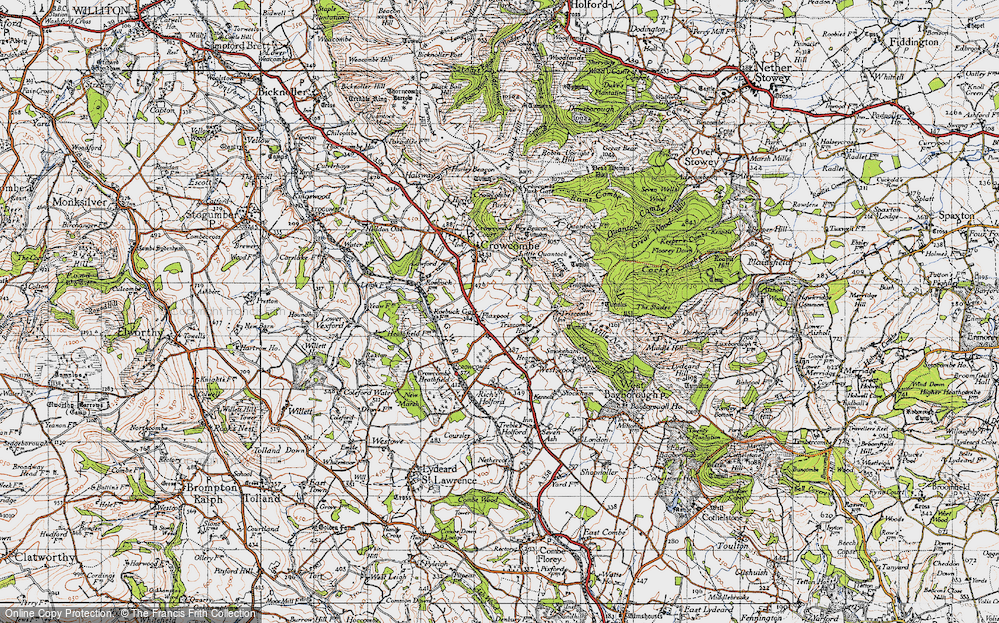 Old Map of Historic Map covering Crowcombe Heathfield in 1946