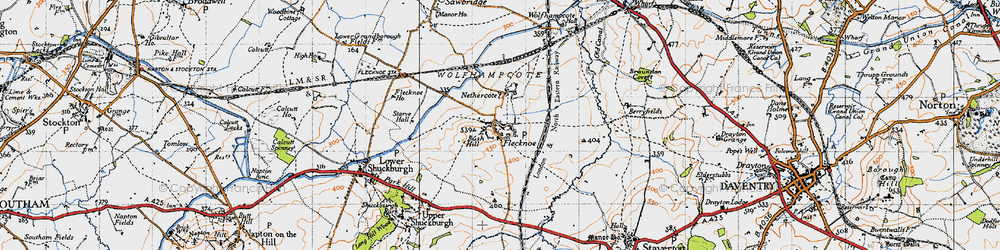 Old map of Flecknoe in 1946