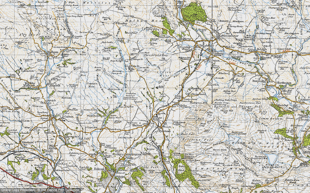 Old Map of Historic Map covering Boss Moor in 1947