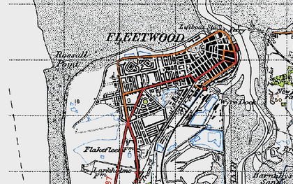 Old map of Rossall Point in 1947