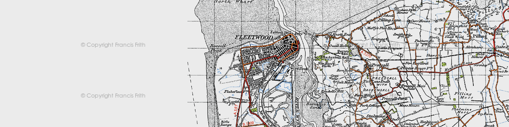 Old map of Rossall Point in 1947