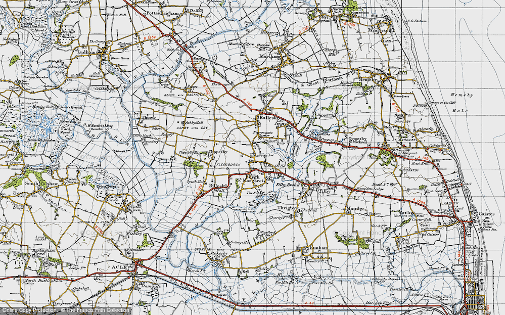 Old Map of Historic Map covering Lily Broad in 1945