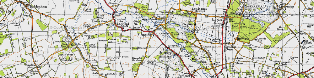 Old map of Flempton in 1946