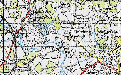 Old map of Fletching in 1940