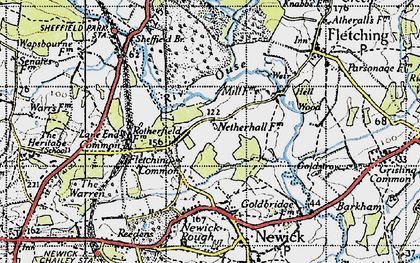 Old map of Fletching Common in 1940