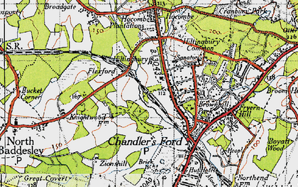 Old map of Flexford in 1945