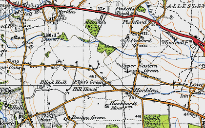 Old map of Flint's Green in 1947