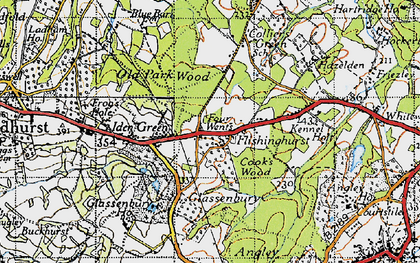 Old map of Flishinghurst in 1940