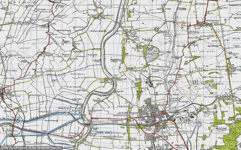 Old Map of Flixborough Stather, 1947 in 1947