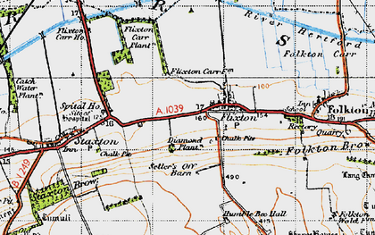Old map of Flixton in 1947