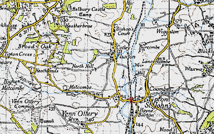Old map of Fluxton in 1946