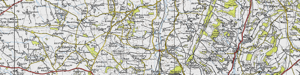 Old map of Fluxton in 1946