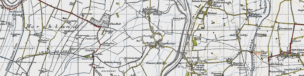Old map of Fockerby in 1947