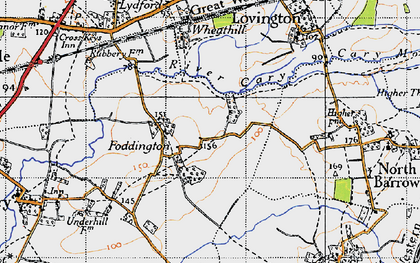 Old map of Foddington in 1945