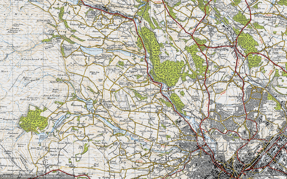 Old Map of Historic Map covering Bent Hills in 1947