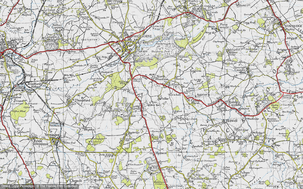 Old Map of Folke, 1945 in 1945