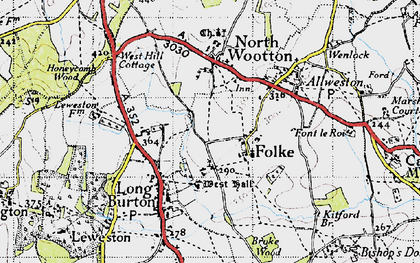 Old map of Folke in 1945