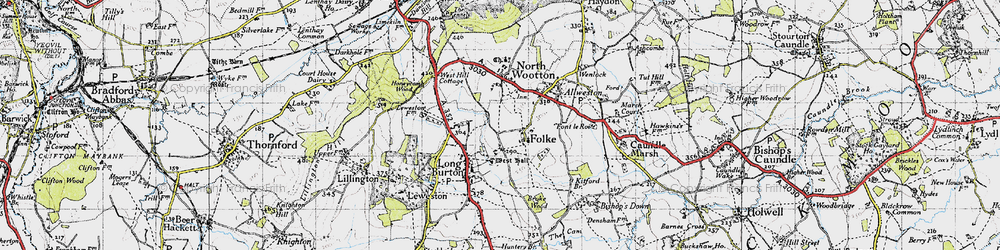 Old map of Folke in 1945