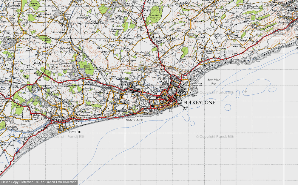 Old Map of Folkestone, 1947 in 1947