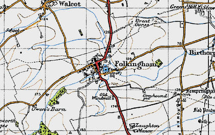 Old map of Folkingham in 1946